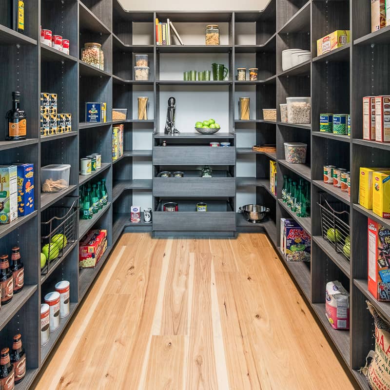 built in hutch a countertop to utilize and store larger appliances with open pull out shelves.