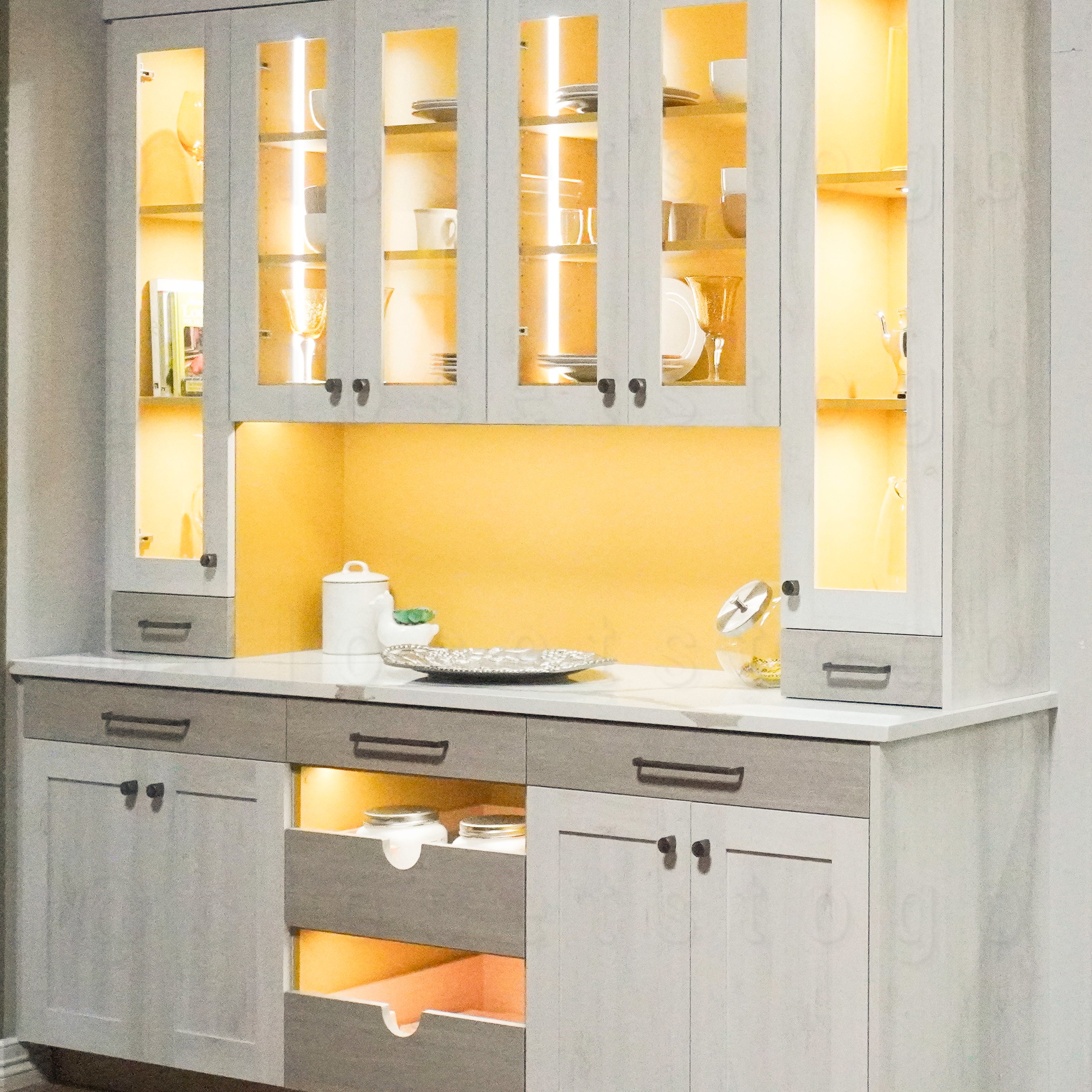 Side view of this two toned butler pantry